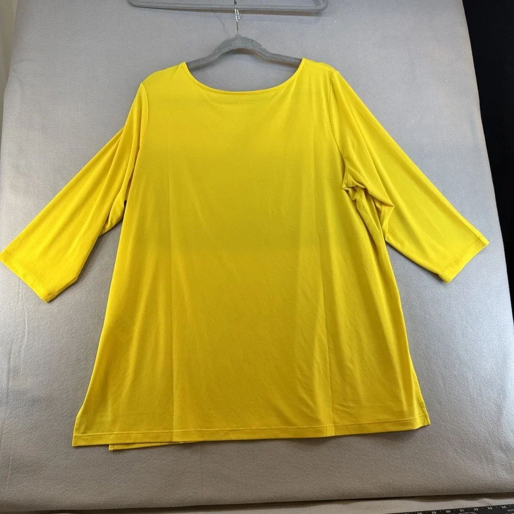 Susan Graver Blouse, Size 1X, Yellow, 3/4 Sleeves, Casual, Workwear, QVC - Picture 3 of 6